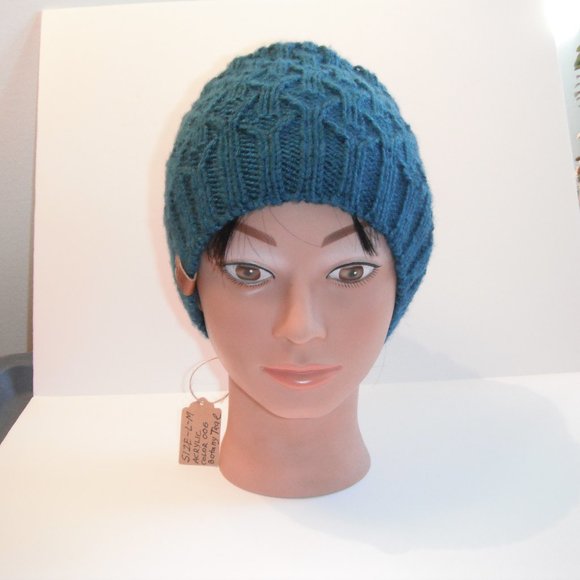 Hand Knitted Hat Toque Size - L-M Acrylic Botany Teal - 006 Hand knit by me - Picture 2 of 11